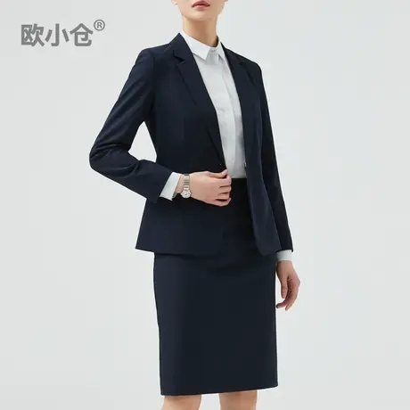 欧小仓黑色西装外套女一粒扣修身收腰吸烟职业装西服正装春秋套装图片
