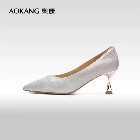 【门店发货】奥康女鞋春秋款仙女鞋新娘鞋细跟高跟鞋尖头单鞋女商品大图