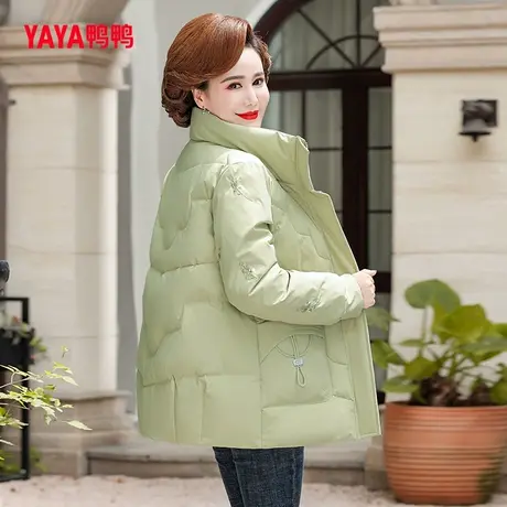 【双十一预售】鸭鸭羽绒服女2023年秋冬新品短款妈妈装立领外套L商品大图