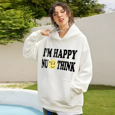 Nuthink美式街头420g重磅字母小众连帽卫衣潮牌加绒加厚冬季帽衫商品大图