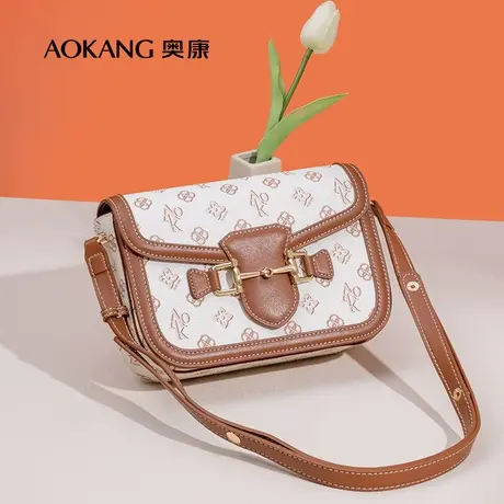 奥康女包包2023新款单肩包时尚印花几何图案高档轻奢小方包潮流商品大图