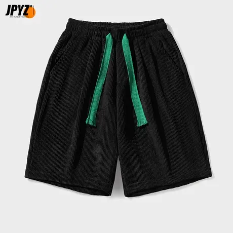 夏休闲纯色短裤男士宽松薄款灯芯绒外穿5分中裤潮流百搭五分裤男商品大图
