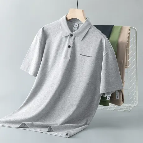 夏季短袖t恤男装冰丝凉感翻领polo衫保罗上衣服字母印花有领半袖商品大图