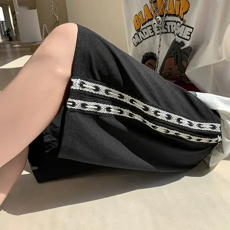 潮牌青年短裤ins运动男士休闲裤子潮流宽松百搭条纹五分薄款卫裤商品大图