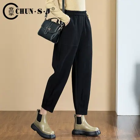 毛呢灯笼裤女秋冬加厚小个子2023新款休闲宽松束脚阔腿裤萝卜裤子商品大图