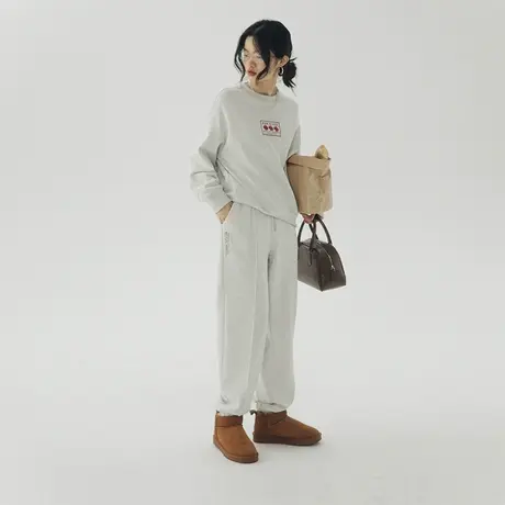 omont蛋挞家 灰色运动裤女2023秋冬新款直筒显瘦卫裤休闲裤长裤子商品大图