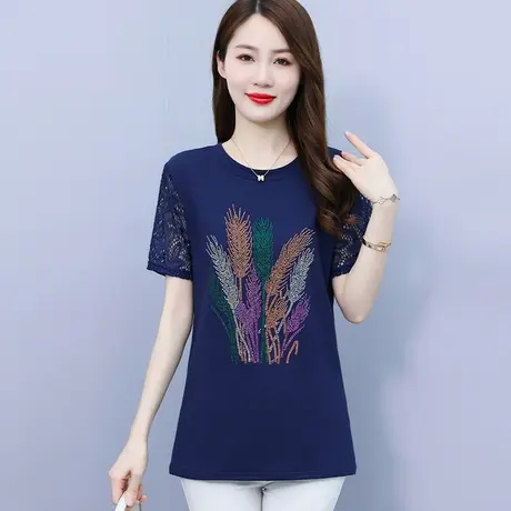 短袖t恤女2025新款夏季遮肚子上衣服微胖mm大码女装显瘦妈妈洋气商品大图