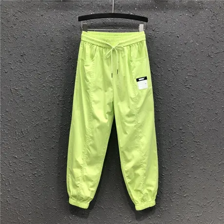 薄款糖果色工装裤女春夏新款港味宽松显瘦九分休闲个性束脚哈伦裤商品大图