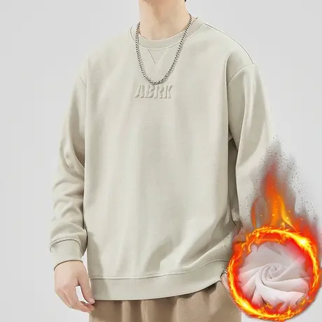 2024年新款冬季男生防风抗寒保暖圆领卫衣秋冬款加绒加厚长袖上衣商品大图