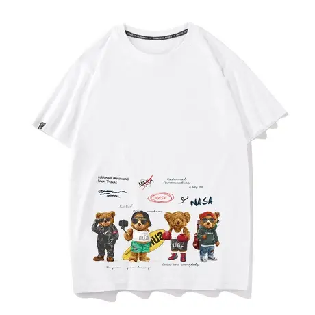 nasa联名款街头小熊T恤男短袖女情侣装ins潮牌半袖宽松上衣服体恤商品大图