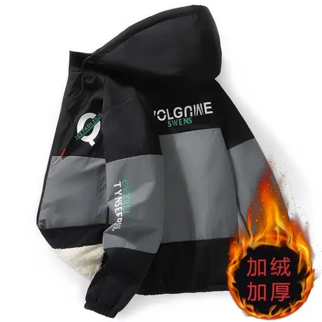 外套男冬季加绒加厚潮流青少年韩版夹克学生连帽工装百搭潮流上衣商品大图