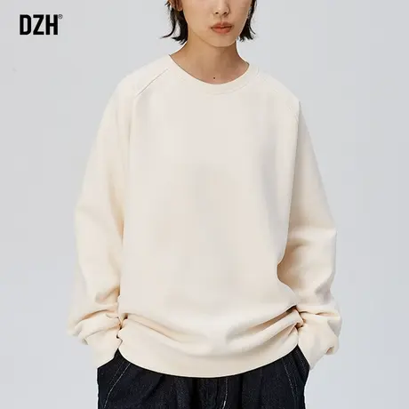 男士卡其色纯色圆领卫衣男春秋2024年新款中性风打底上衣长袖t恤商品大图