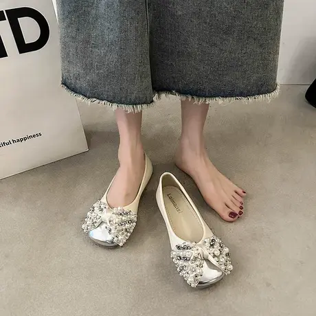 法式玛丽珍鞋女2025年新款蝴蝶结仙女风浅口单鞋软底通勤小皮鞋潮图片