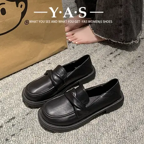 时尚乐福鞋女2024新款春秋季爆款黑色鞋子百搭单鞋英伦风小皮鞋潮商品大图