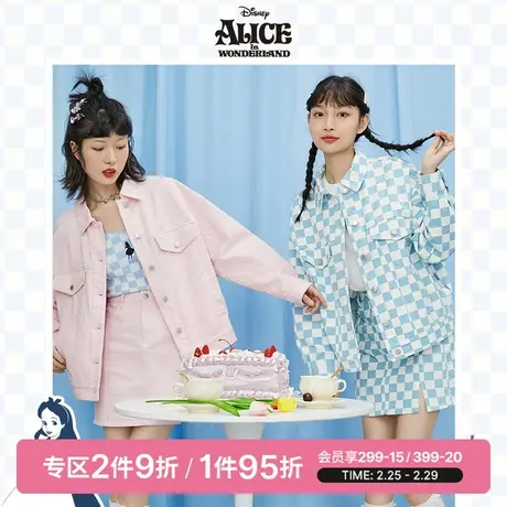 SPAO迪士尼爱丽丝联名春季新款印花糖果色牛仔夹克SPJEC23D02商品大图