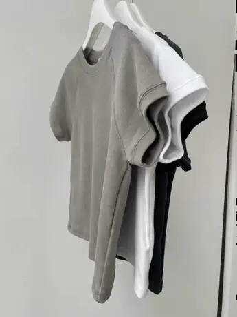 韩国东大门2024春夏新款时尚百搭圆领插肩袖T恤女休闲短袖上衣潮图片