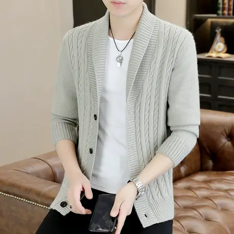 秋季高质感帅气针织夹克男士韩版休闲百搭开衫毛衣外套秋装上衣潮商品大图