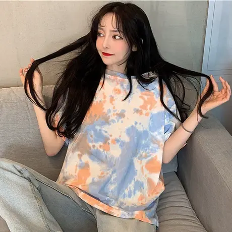 纯棉超火cec短袖t恤古着感少女港味宽松ins慵懒风怪味丧系上衣服图片