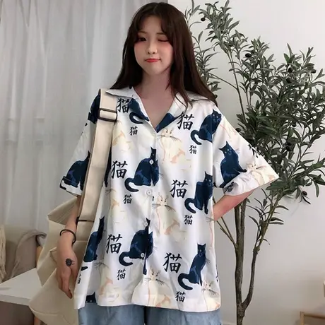 复古港味衬衫女韩版宽松很仙的上衣设计感小众轻熟百搭冷淡风衬衣图片