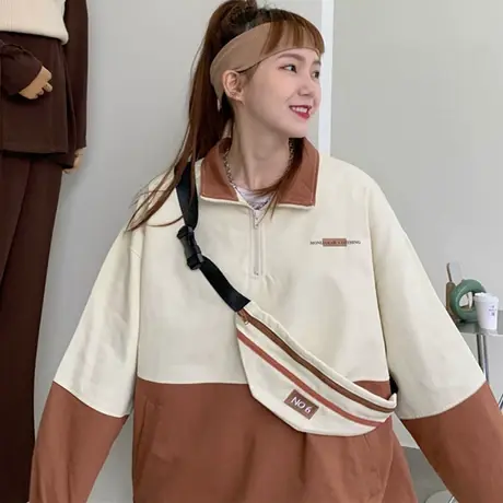 ins超火卫衣女2022春秋薄款宽松韩版设计感小众上衣bf慵懒风外套商品大图