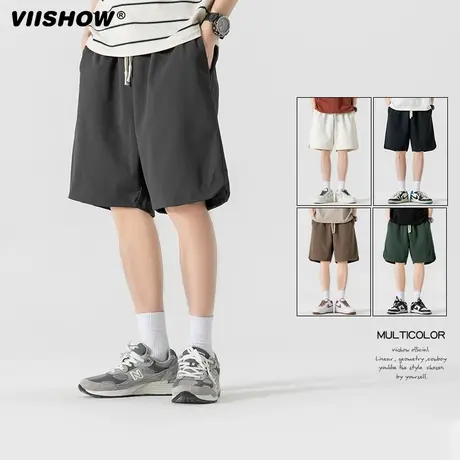 VIISHOW夏季简约凉感冰丝短裤男士休闲情侣新款五分裤子百搭男裤商品大图