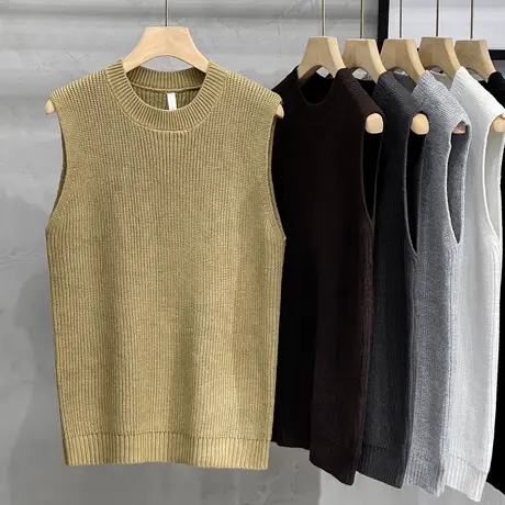 秋冬无袖针织衫男士毛线衫背心圆领马夹韩版青年毛衣马甲男潮坎肩商品大图