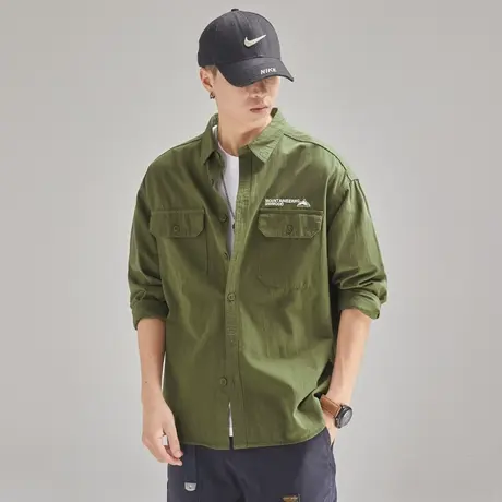 Modi Nick/摩帝尼克复古水洗工装男士衬衫日系潮牌休闲舒适男上衣商品大图