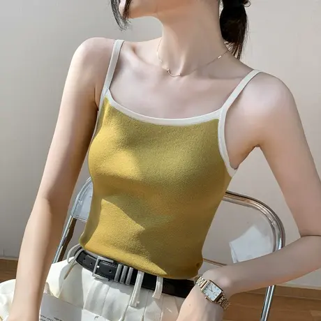 美式街头复古风吊带背心女2023夏季百搭修身显瘦辣妹露背性感上衣商品大图