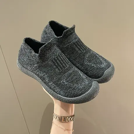 时尚健步单鞋针织一脚蹬透气情侣妈妈飞织老北京布鞋女夏软底新款图片