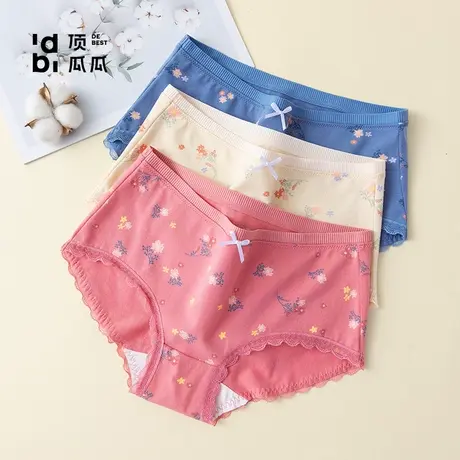 顶瓜瓜女士中腰印花纯棉内裤图片