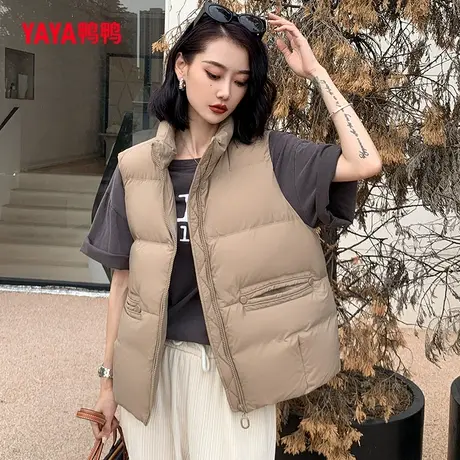 鸭鸭羽绒马甲女2023秋冬新品宽松短款立领百搭舒适保暖上衣J商品大图