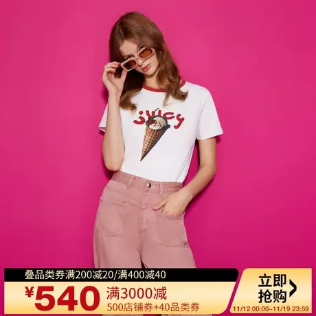 Juicy Couture橘滋2023新款清凉冰激凌立体logo印花短袖T恤商品大图