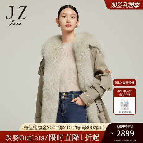 【极寒系列】JZ玖姿法式中长款派克服女2022冬季新款保暖风衣外套图片