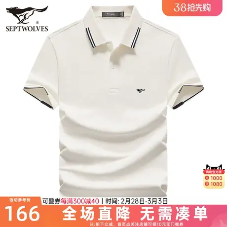 七匹狼短袖T恤2023夏季新款休闲中年翻领polo衫爸爸上衣男装体恤商品大图
