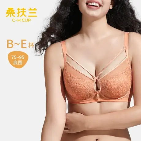 桑扶兰内衣女大胸显小聚拢防凸点防下垂蕾丝性感薄文胸蕾丝内衣商品大图