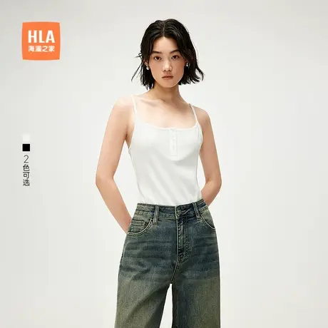 HLA/海澜之家纯色吊带背心2025春夏新款修身套头无袖打底衫女装商品大图