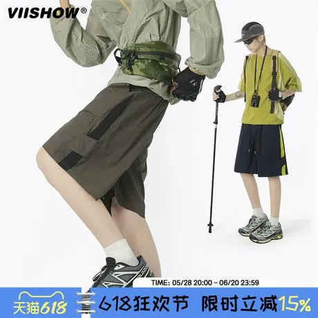 VIISHOW夏季薄款速干运动短裤男潮牌撞色拼接宽松青少年五分裤子商品大图