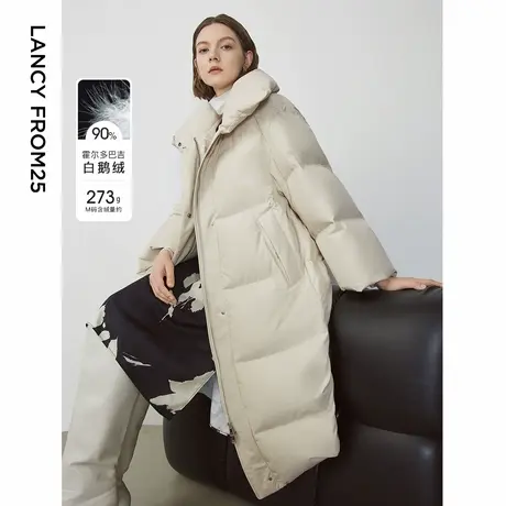 朗姿霍尔多巴吉白鹅绒中长款显瘦羽绒服外套高级感上衣女士冬新款商品大图