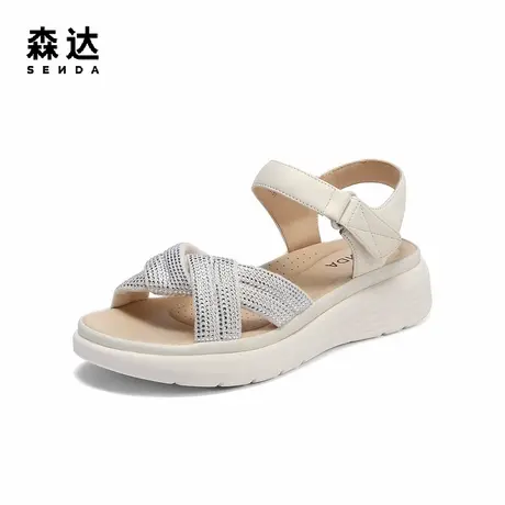 森达凉鞋女款2025夏季新款商场同款简约舒适厚底休闲鞋XMA01BL5图片