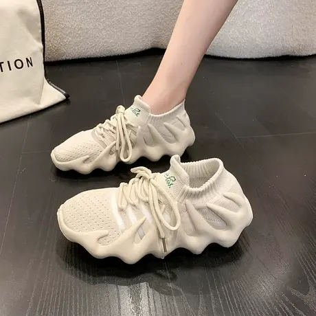 八爪鱼女鞋夏季薄款透气椰子运动鞋跑步软底健身单网减震轻便防滑商品大图