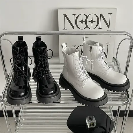 厚底中筒机车马丁靴女英伦风2023年秋冬新款高级感瘦瘦小短靴爆款图片