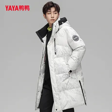 鸭鸭羽绒服男款中长款连帽2024年冬季新款休闲时尚雪山保暖外套C商品大图
