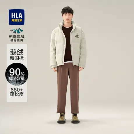 HLA/海澜之家2023无帽立领羽绒服极光系列白鹅绒华夫格外套男商品大图