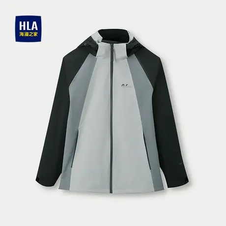 HLA/海澜之家时尚休闲风夹克2025秋季新款连帽设计撞色镶拼外套男图片
