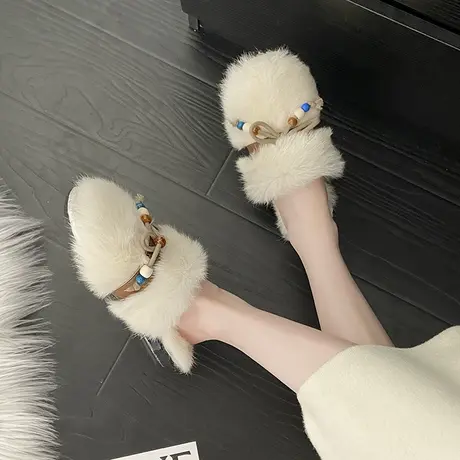 毛毛拖鞋女外穿2025新款秋冬高级感加绒保暖一脚蹬懒人鞋包头拖鞋商品大图
