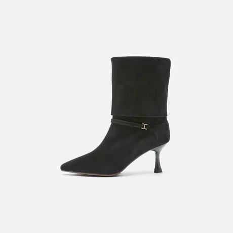 Nine West/玖熙2025冬新款时尚中筒靴尖头折叠筒细跟高跟时装靴女商品大图
