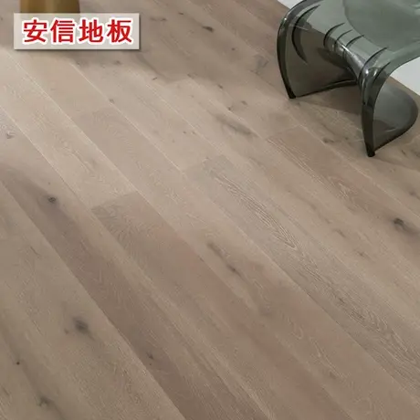 安信橡木三层实木复合地板ENF级浅灰橡木锁扣地暖适用3mm表层图片