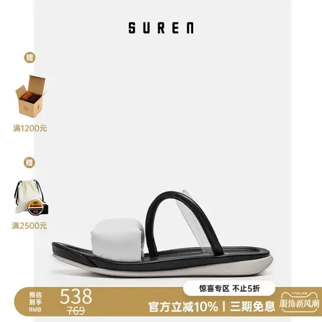 素人SUREN 夏季新款平底凉鞋女时尚一字拖女鞋凉拖外穿001图片
