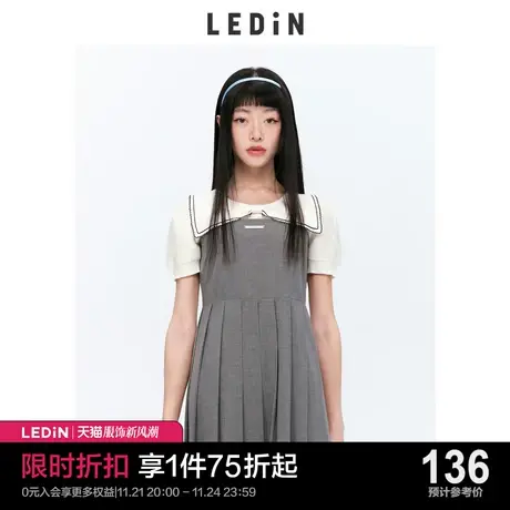 乐町法式翻领针织上衣秋季新款短袖T恤女C1EEC2101图片
