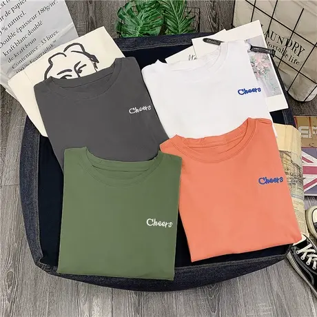 2023年早春夏季情侣女装上衣服大码网红字母刺绣ins宽松短袖t恤潮图片